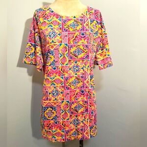 VINTAGE FUNKY COLORFUL TOP CAROLINA COLOURS 80S PREPPY RETRO 90S PLUS SIZES 20W